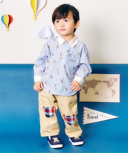 apres les cours（アプレレクール）の「tiny bear モチーフ付きパンツ（その他パンツ・キッズ・チェック/ベージュ・90/120/110/100/80）」の3枚目の写真