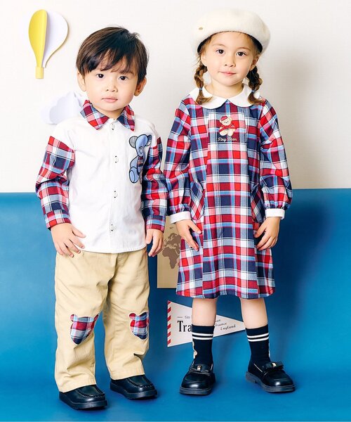 apres les cours（アプレレクール）の「tiny bear モチーフ付きパンツ（その他パンツ・キッズ・チェック/ベージュ・90/120/110/100/80）」の10枚目の写真