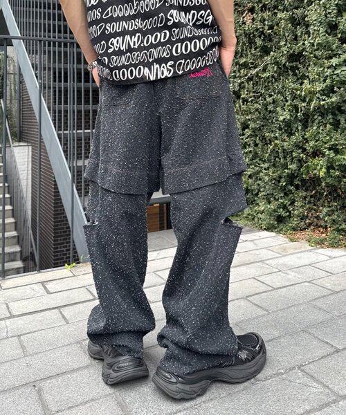 SOUNDSGOOOOD(サウンズグッド)の「【SOUNDSGOOOOD】デニムレイヤードパンツ(デニムパンツ・レディース・ブラック・ONE SIZE)」の19枚目の写真