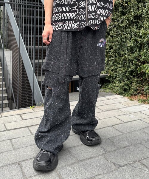 SOUNDSGOOOOD(サウンズグッド)の「【SOUNDSGOOOOD】デニムレイヤードパンツ(デニムパンツ・レディース・ブラック・ONE SIZE)」の21枚目の写真