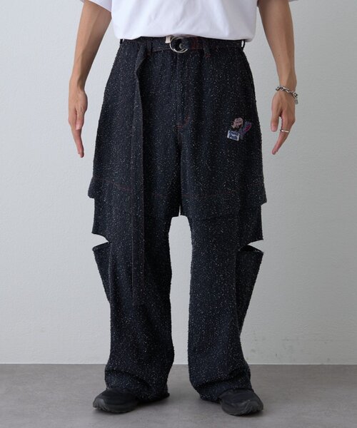 SOUNDSGOOOOD(サウンズグッド)の「【SOUNDSGOOOOD】デニムレイヤードパンツ(デニムパンツ・レディース・ブラック・ONE SIZE)」の4枚目の写真