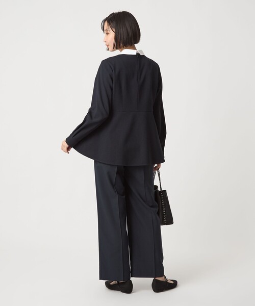 ソフトジョーゼット 襟付き ペプラム プルオーバー マシン