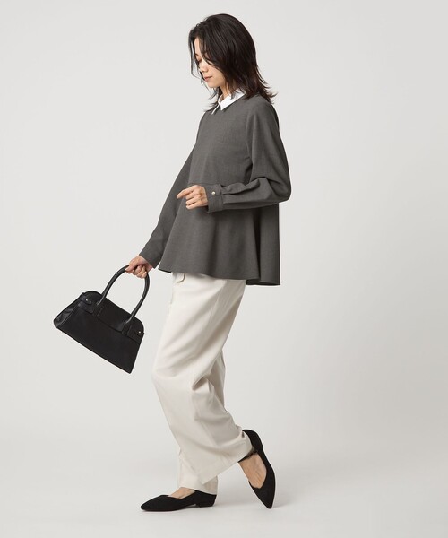 セール】ソフトジョーゼット 襟付き ペプラム プルオーバー マシン