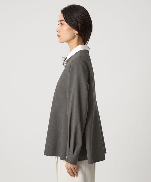 セール】ソフトジョーゼット 襟付き ペプラム プルオーバー マシン