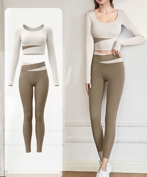 ヨガウェア 上下セット カップ付 レディース フィットネスウェア 2点セット 運動着 スポーツウェア