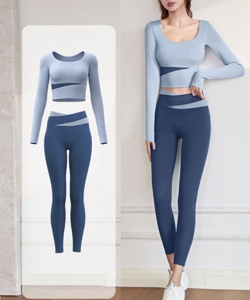 ヨガウェア 上下セット カップ付 レディース フィットネスウェア 2点セット 運動着 スポーツウェア