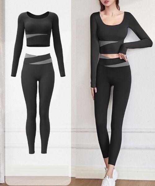 ヨガウェア 上下セット カップ付 レディース フィットネスウェア 2点セット 運動着 スポーツウェア