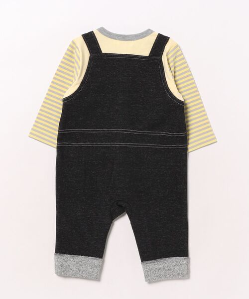 KP(ケーピー)の「レイヤード風ストレッチ裏毛 カバーオール(ロンパース・キッズ・ネイビー/ブラック・70cm/80cm)」の3枚目の写真