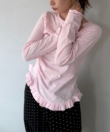 SANSeLF | 【SANSeLF】 フリルギャザーカットソー 長袖トップス スリムシルエット saw25a031(Tシャツ/カットソー)