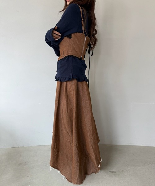 SANSeLF（サンセルフ）の「【SANSeLF】 フリルギャザーカットソー 長袖トップス スリムシルエット saw25a031（Tシャツ/カットソー・レディース・ネイビー/ホワイト/ピンク/ブルー・FREE）」の15枚目の写真