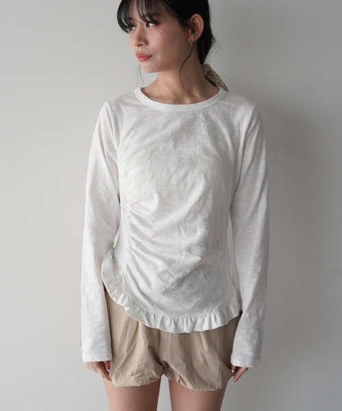 SANSeLF(サンセルフ)の「【SANSeLF】長袖トップス スリムシルエット フリルギャザーカットソー saw25a031(Tシャツ/カットソー・レディース・ネイビー/ホワイト/ピンク/ブルー・FREE)」の20枚目の写真
