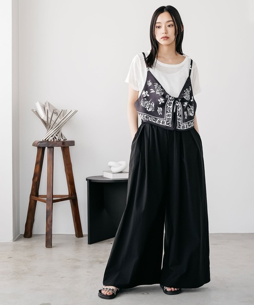 mili an deni(ミリアンデニ)の「バンダナキャミレイヤードトップス(Tシャツ/カットソー・レディース・ネイビー/ブラウン/オフホワイト・M)」の18枚目の写真
