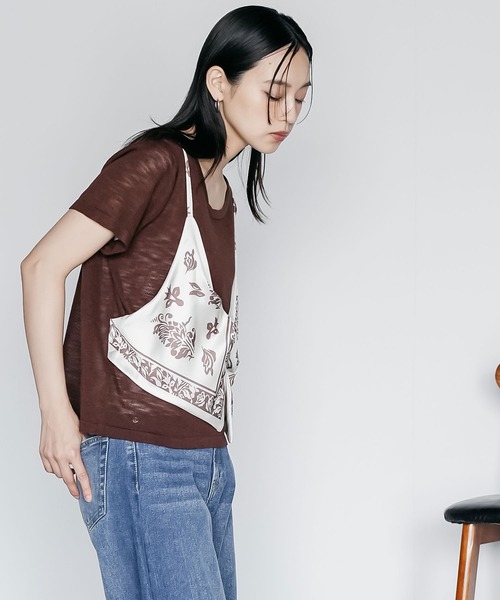 mili an deni(ミリアンデニ)の「バンダナキャミレイヤードトップス(Tシャツ/カットソー・レディース・ネイビー/ブラウン/オフホワイト・M)」の21枚目の写真