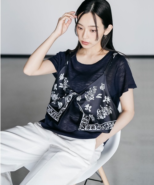 mili an deni(ミリアンデニ)の「バンダナキャミレイヤードトップス(Tシャツ/カットソー・レディース・ネイビー/ブラウン/オフホワイト・M)」の11枚目の写真