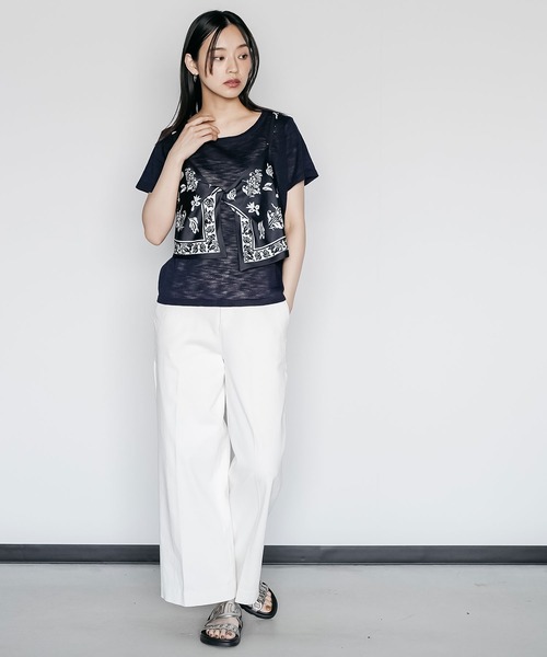 mili an deni(ミリアンデニ)の「バンダナキャミレイヤードトップス(Tシャツ/カットソー・レディース・ネイビー/ブラウン/オフホワイト・M)」の7枚目の写真