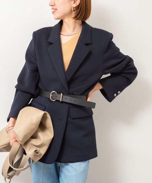 NOLLEY’S（ノーリーズ）の「《セットアップ対応》ウォッシャブルエアボールテーラージャケット（テーラードジャケット・レディース・ネイビー/ブラック・38）」の2枚目の写真