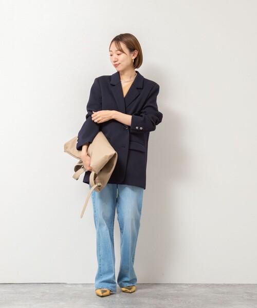 NOLLEY’S（ノーリーズ）の「《セットアップ対応》ウォッシャブルエアボールテーラージャケット（テーラードジャケット・レディース・ネイビー/ブラック・38）」の3枚目の写真