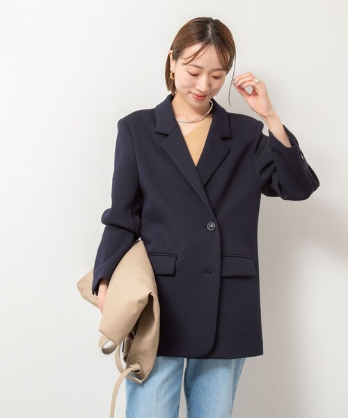 NOLLEY’S（ノーリーズ）の「《セットアップ対応》ウォッシャブルエアボールテーラージャケット（テーラードジャケット・レディース・ネイビー/ブラック・38）」の7枚目の写真