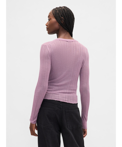 GAP(ギャップ)の「シアー リブ ヘンリーネックセーター(Tシャツ/カットソー・レディース・パープル/ブラウン/ブラック/カーキ/ベージュ・S/XL/M/XS/L/XXS)」の11枚目の写真