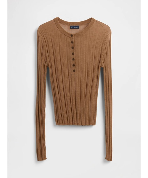 GAP(ギャップ)の「シアー リブ ヘンリーネックセーター(Tシャツ/カットソー・レディース・パープル/ブラウン/ブラック/カーキ/ベージュ・S/XL/M/XS/L/XXS)」の7枚目の写真