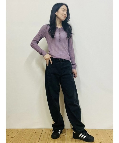 GAP(ギャップ)の「シアー リブ ヘンリーネックセーター(Tシャツ/カットソー・レディース・パープル/ブラウン/ブラック/カーキ/ベージュ・S/XL/M/XS/L/XXS)」の10枚目の写真
