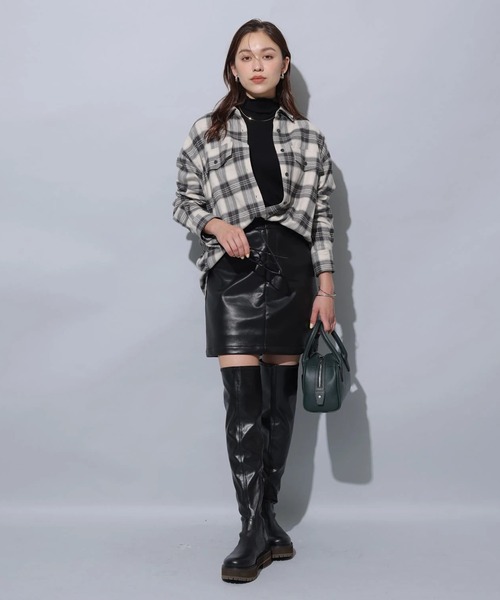 フェイクレザーミニスカート（スカート）｜Arpege story（アルページュ