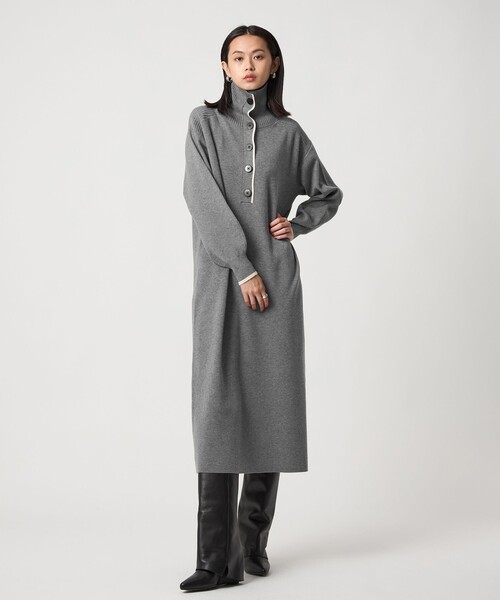 EMMEL REFINES（エメルリファインズ）の「＜EMMEL REFINES＞EM ハイショクライン タートルニット ワンピース（ワンピース・レディース・ブラック/グレー・FREE）」の12枚目の写真