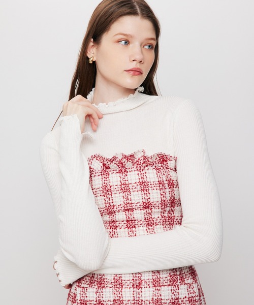 DEICY(デイシー)の「ループチェックビスチェ(その他トップス・レディース・レッド・1/0)」の1枚目の写真