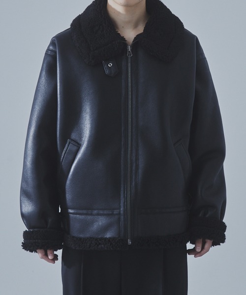 SLICK/スリック】Synthetic Leather Mouton B-3 Jacket/シンセティック