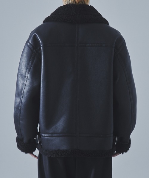 SLICK/スリック】Synthetic Leather Mouton B-3 Jacket/シンセティック