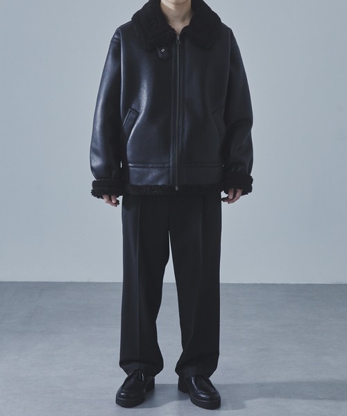 SLICK/スリック】Synthetic Leather Mouton B-3 Jacket/シンセティック