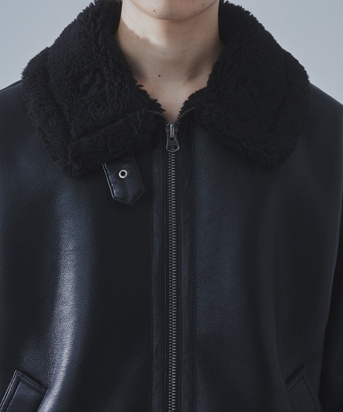 SLICK/スリック】Synthetic Leather Mouton B-3 Jacket/シンセティック