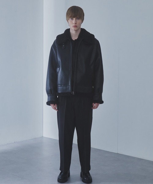 SLICK/スリック】Synthetic Leather Mouton B-3 Jacket/シンセティック