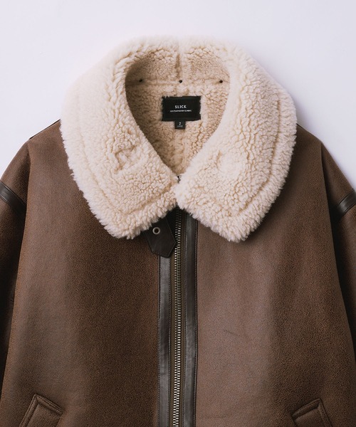 セール】【SLICK/スリック】Synthetic Leather Mouton B-3 Jacket