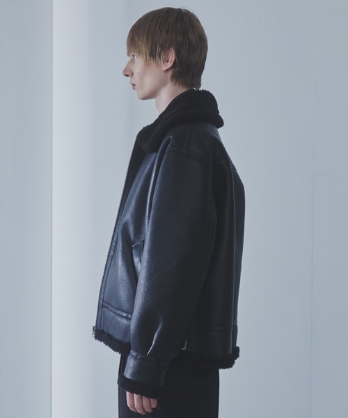 SLICK/スリック】Synthetic Leather Mouton B-3 Jacket/シンセティック