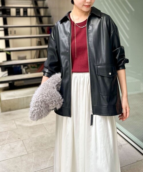 NOLLEY’S Sophi(ノーリーズソフィ)の「《セットアップ対応》ウォッシャブルフェイクレザーブルゾン(ブルゾン・レディース・ブラック・38)」の18枚目の写真