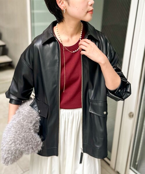 NOLLEY’S Sophi(ノーリーズソフィ)の「《セットアップ対応》ウォッシャブルフェイクレザーブルゾン(ブルゾン・レディース・ブラック・38)」の19枚目の写真