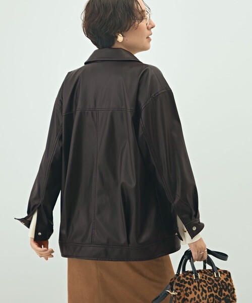 NOLLEY’S Sophi(ノーリーズソフィ)の「《セットアップ対応》ウォッシャブルフェイクレザーブルゾン(ブルゾン・レディース・ブラック・38)」の3枚目の写真