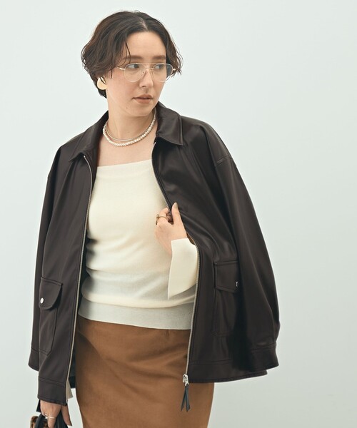 NOLLEY’S Sophi(ノーリーズソフィ)の「《セットアップ対応》ウォッシャブルフェイクレザーブルゾン(ブルゾン・レディース・ブラック・38)」の5枚目の写真