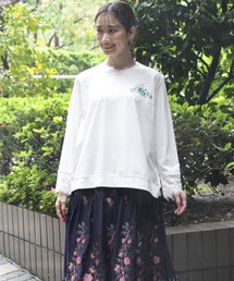 スーパーハッカ　SUPER HANKA 花柄スウェット五分袖トップス　トレーナー スーパーハッカ SUPER HANKA 花柄スウェット五分袖トップス