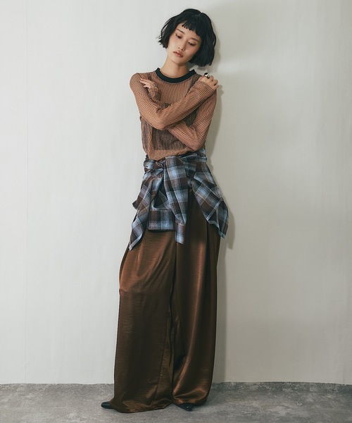 ANOTHER S（アナザーエス）の「コードメッシュシアープルオーバー（Tシャツ/カットソー・レディース・ブラウン/ブラック/ベージュ・FREE）」の5枚目の写真