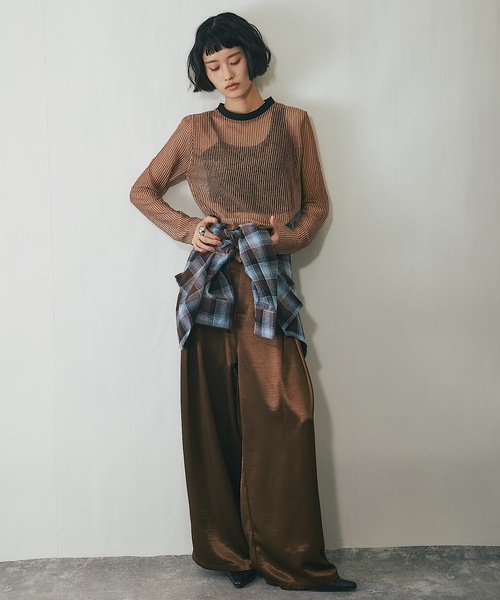 ANOTHER S（アナザーエス）の「コードメッシュシアープルオーバー（Tシャツ/カットソー・レディース・ブラウン/ブラック/ベージュ・FREE）」の11枚目の写真