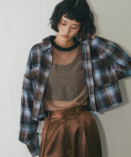 ANOTHER S（アナザーエス）の「コードメッシュシアープルオーバー（Tシャツ/カットソー・レディース・ブラウン/ブラック/ベージュ・FREE）」の4枚目の写真