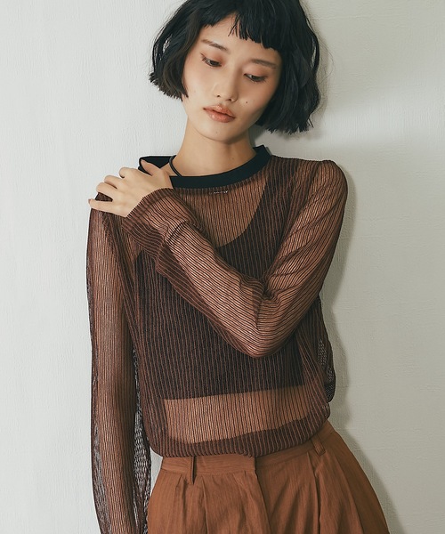 ANOTHER S（アナザーエス）の「コードメッシュシアープルオーバー（Tシャツ/カットソー・レディース・ブラウン/ブラック/ベージュ・FREE）」の17枚目の写真