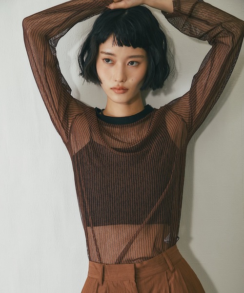 ANOTHER S（アナザーエス）の「コードメッシュシアープルオーバー（Tシャツ/カットソー・レディース・ブラウン/ブラック/ベージュ・FREE）」の19枚目の写真