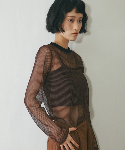 ANOTHER S（アナザーエス）の「コードメッシュシアープルオーバー（Tシャツ/カットソー・レディース・ブラウン/ブラック/ベージュ・FREE）」の20枚目の写真