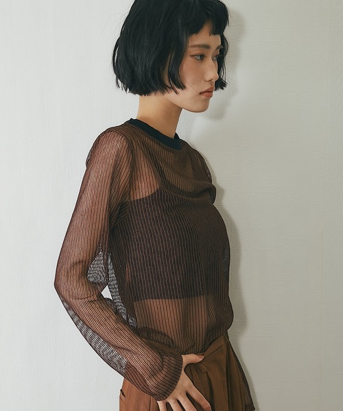 ANOTHER S（アナザーエス）の「コードメッシュシアープルオーバー（Tシャツ/カットソー・レディース・ブラウン/ブラック/ベージュ・FREE）」の15枚目の写真