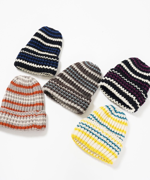 HIGHLAND 2000（ハイランドトゥーサウザンド）の「HIGHLAND 2000 リブ編み ニット帽 Rib Multi Border BW 001 Bobcap（ニットキャップ/ビーニー・レディース・その他4/その他5/その他3/その他2/その他1・FREE）」の7枚目の写真
