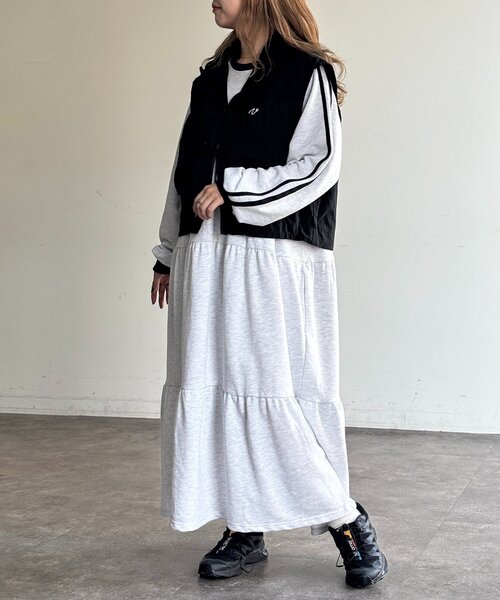 U.S. POLO ASSN.(ユーエスポロアッスン)の「【U.S. POLO ASSN.】裏毛ティアードワンピース(ワンピース・レディース・グレー/チャコールグレー/グリーン/ネイビー・FREE)」の8枚目の写真