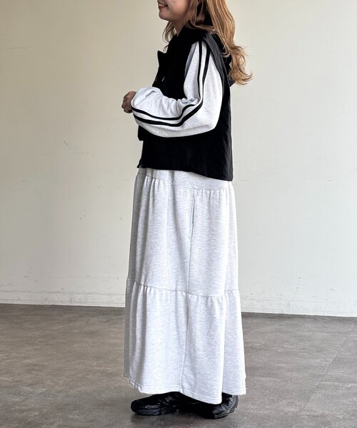 U.S. POLO ASSN.(ユーエスポロアッスン)の「【U.S. POLO ASSN.】裏毛ティアードワンピース(ワンピース・レディース・グレー/チャコールグレー/グリーン/ネイビー・FREE)」の9枚目の写真